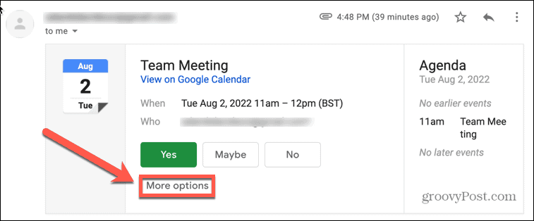 google calendar gmail più opzioni