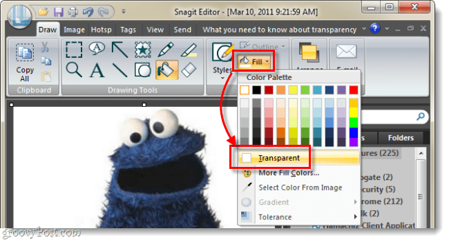 Gestisci la trasparenza dello sfondo in Snagit Editor come faresti in Photoshop