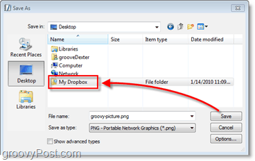 Schermata di Dropbox: salva automaticamente i file nel backup online