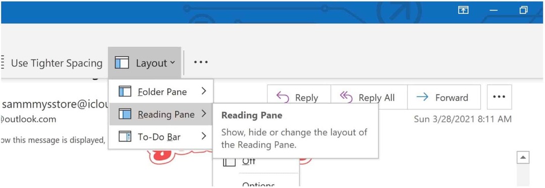 Riquadro di lettura di Microsoft Outlook