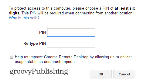 PIN di Chrome Remote Desktop PC