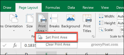 Impostazione dell'area di stampa Excel