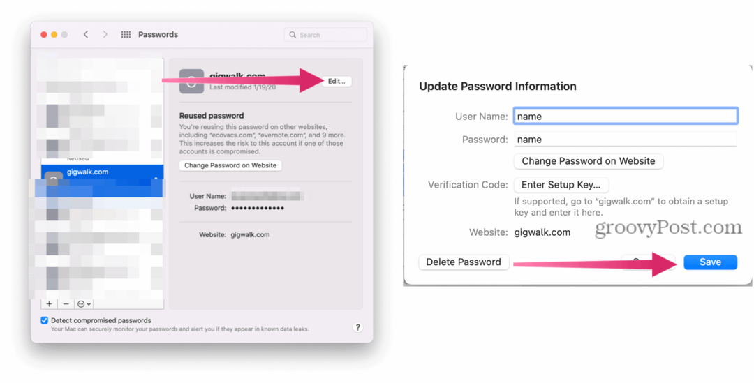 Scheda password Mac