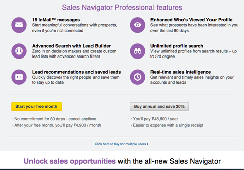 versione di prova gratuita di linkedin sales navigator