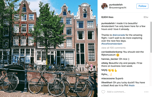 Air Canada ha collaborato con gli influencer di Instagram per promuovere nuove rotte verso Amsterdam, Città del Messico e Dubai.