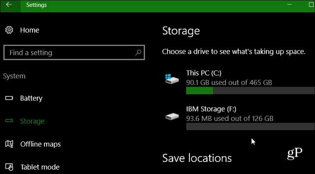 archiviazione di Windows 10