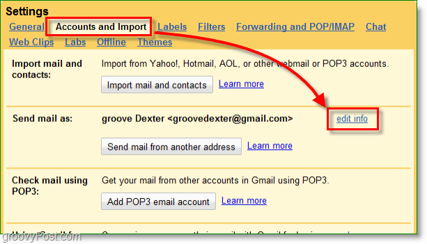 fai clic sul tuo account di posta elettronica google e sul pulsante di importazione, quindi modifica le informazioni