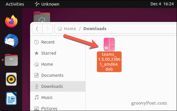 Apri il file di installazione di Microsoft Teams su Ubuntu