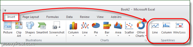 sparkline nel nastro Excel 2010