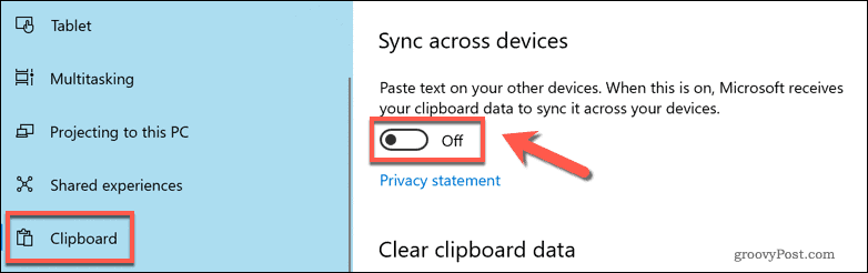 Abilita la sincronizzazione degli appunti nel cloud in Windows 10