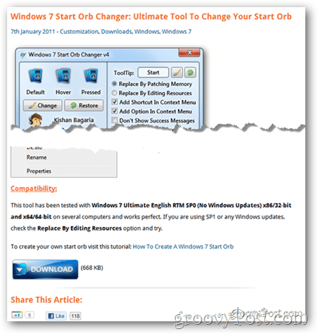 Windows 7 Avvia Changer Orb