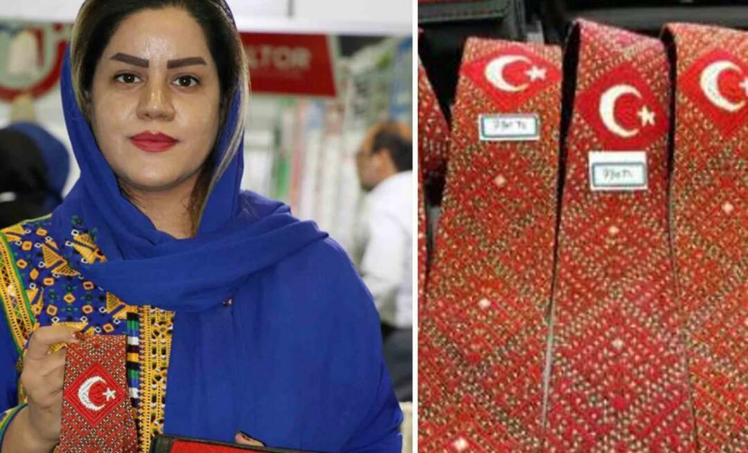 Türkiye amore da una donna iraniana! Ha mostrato il suo amore per la mezzaluna e la stella con la cravatta e il portafoglio che ha ricamato
