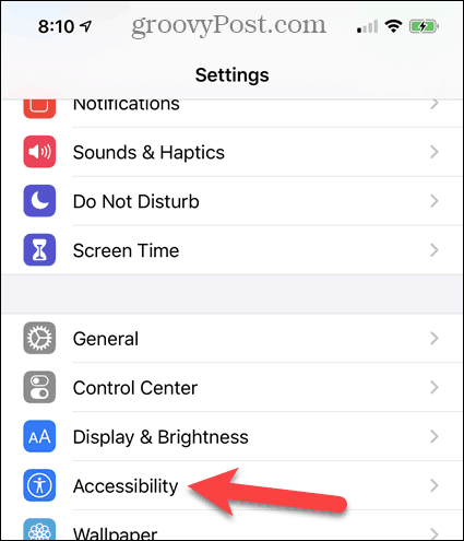 Tocca Accessibilità in Impostazioni iPhone
