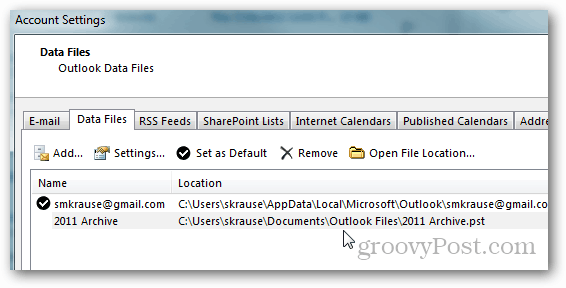 come creare il file pst per Outlook 2013 - percorso
