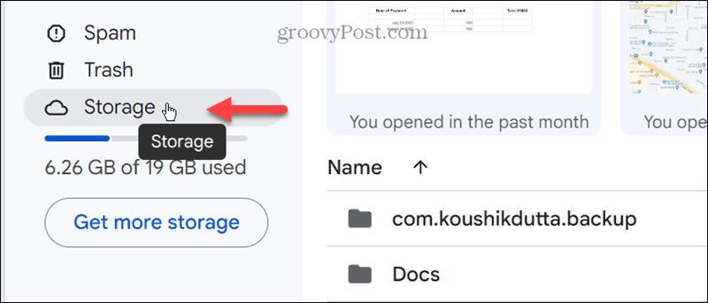 opzione di archiviazione google drive