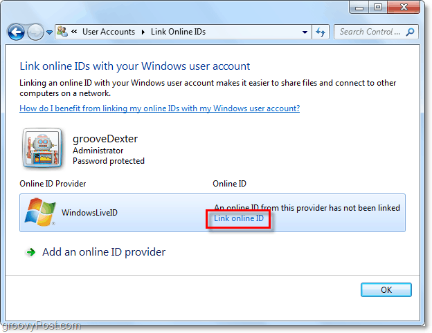 collega Windows Live ID all'account Windows 7