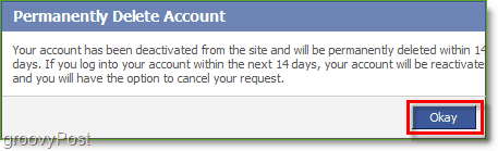 Devi attendere 14 giorni dopo aver confermato la cancellazione del tuo account Facebook