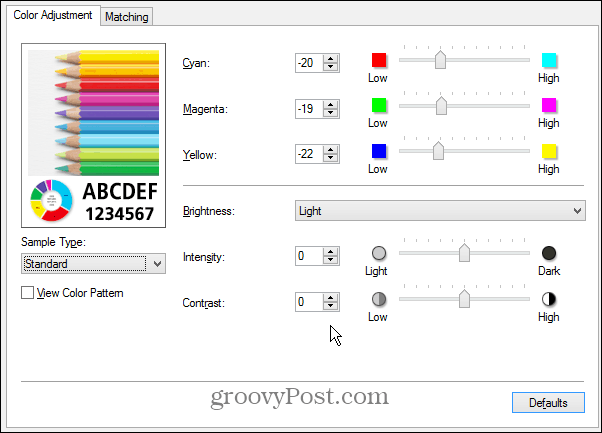 Regolazione manuale del colore