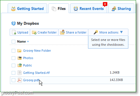 Schermata di Dropbox: gestisci il tuo account Dropbox online