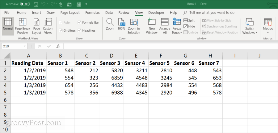 esempio foglio di calcolo Excel