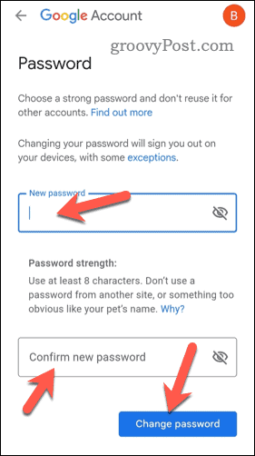 Cambia la password di Gmail