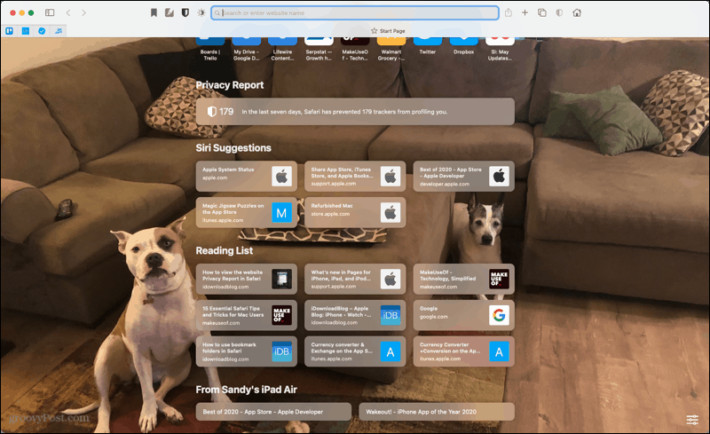 Pagina iniziale di Safari su Mac