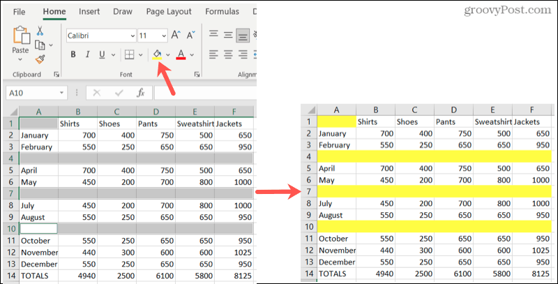 Evidenzia le righe vuote in Excel
