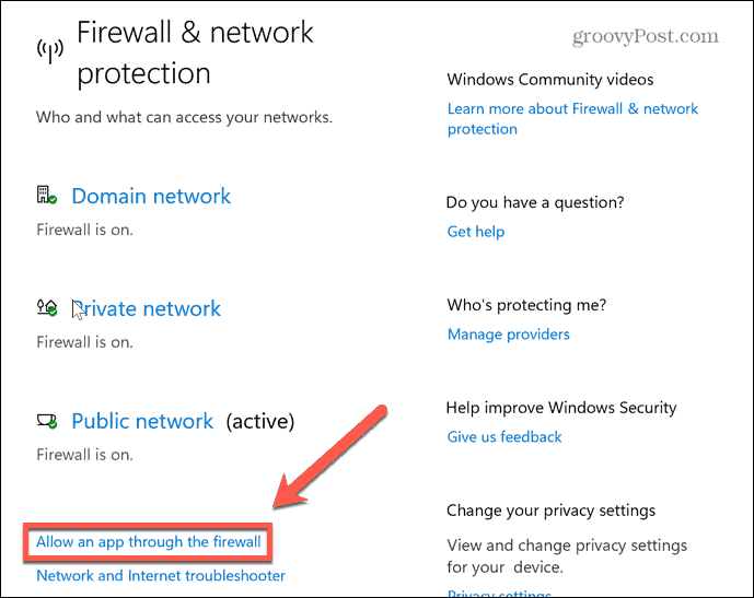Windows 11 consente il firewall dell'app