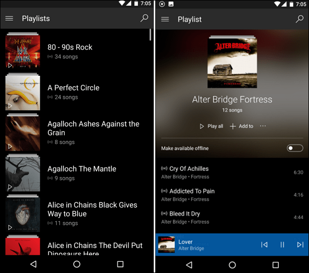 Groove Music su Android