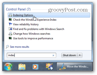 ricerca del menu di avvio di Windows 7