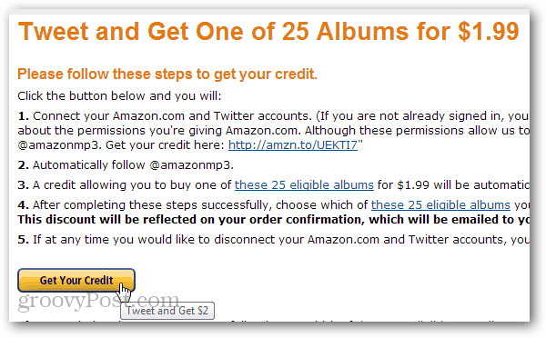 Amazon offre $ 7 + sconto su 25 diversi album MP3 per un Tweet