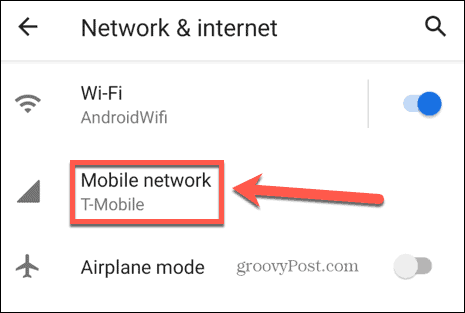 impostazioni della rete mobile Android
