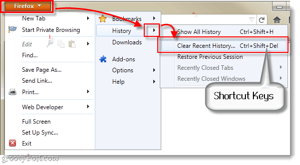 Elimina la cronologia recente di Firefox 4