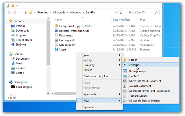 Aggiungi Quick Launch al menu di scelta rapida Invia a Windows 7