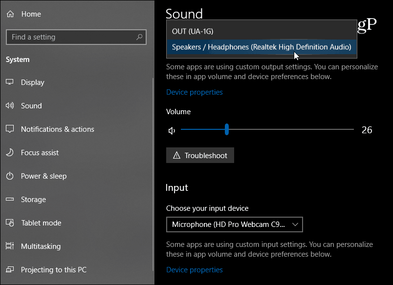 Nuove impostazioni audio Windows 10
