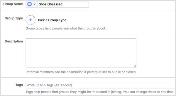 Impostazioni di modifica del gruppo Facebook