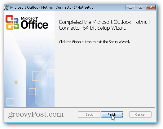Outlook.com Outlook Hotmail Connector - Fai clic su Fine