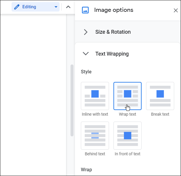 avvolgere il testo come sovrapporre le immagini in Google Docs