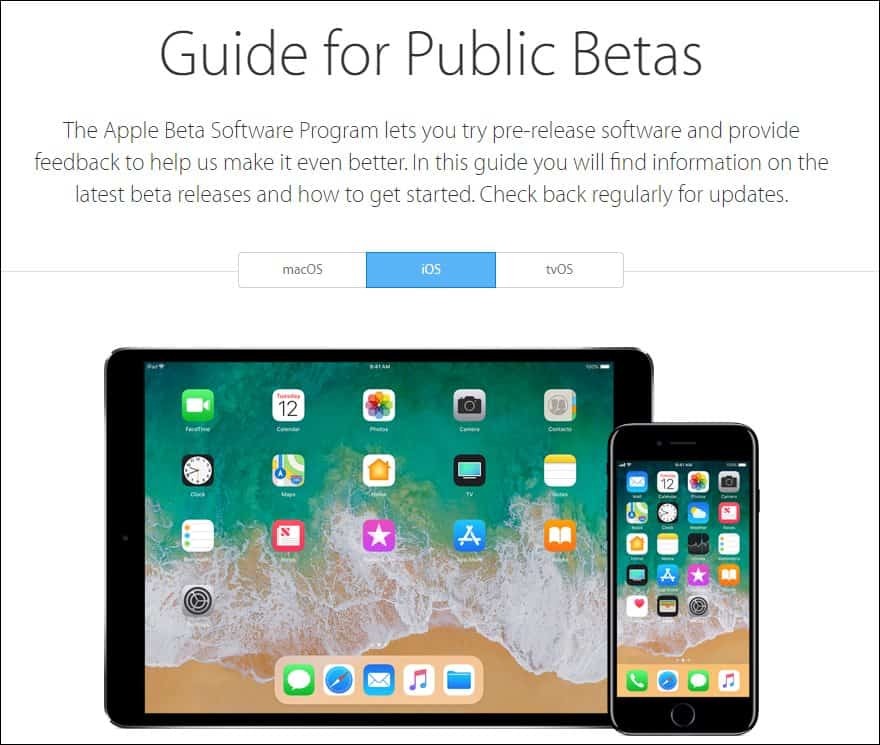 Guida Apple per beta pubblici