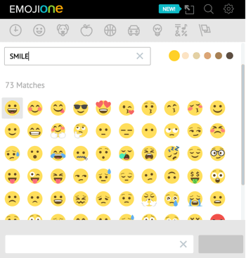 Fai clic sull'icona dell'unicorno per aprire la libreria di emoji di EmojiOne.