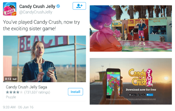annuncio video twitter candy crush