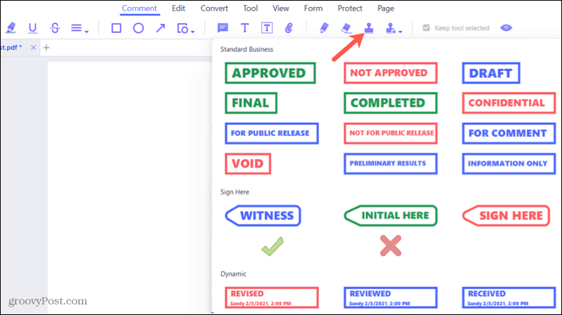 PDFElement 8 Menu commenti Timbri