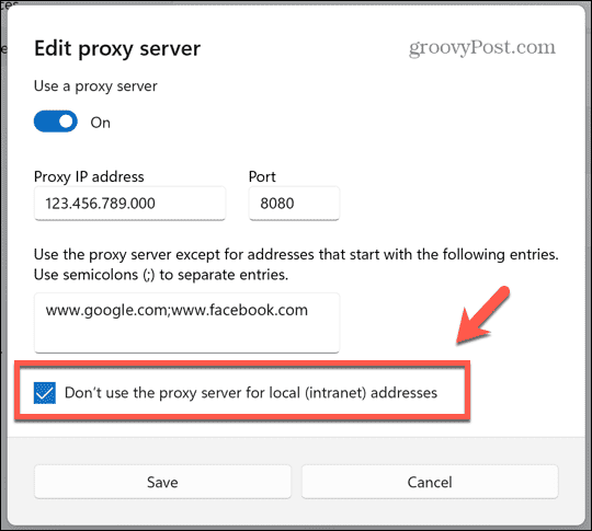 Windows non usa il proxy per i siti locali
