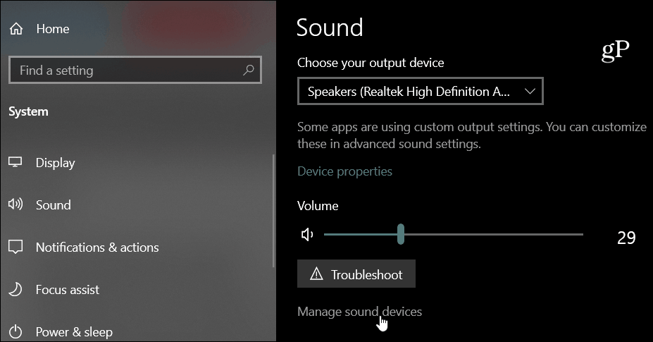 Dispositivi audio Windows 10