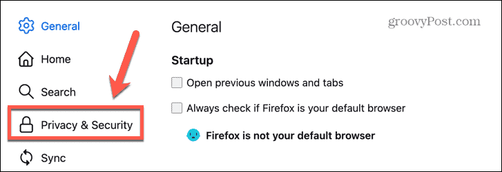 impostazioni della privacy di firefox