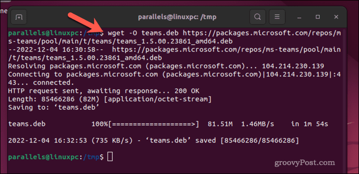 Scarica Microsoft Teams nel terminale Ubuntu