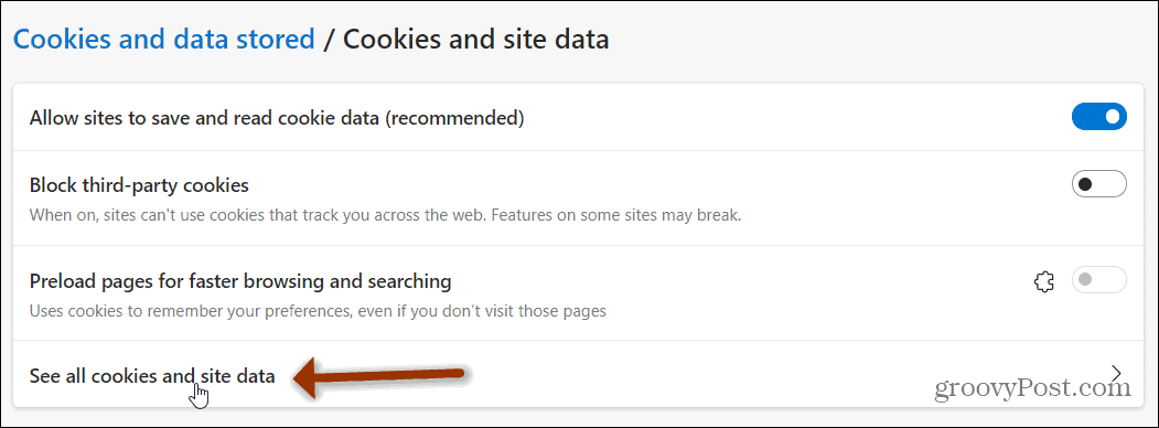 vedi tutti i cookie e i dati del sito edge