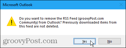 Rimuovi la finestra di dialogo di conferma del feed RSS