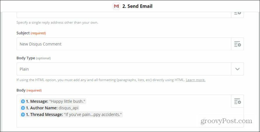 personalizza l'email di disqus