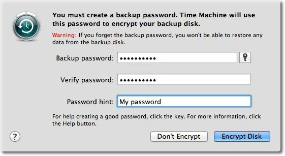 Immettere la password di crittografia